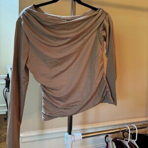Abercrombie & Fitch Long-Sleeve Off the Shoulder Draped Top